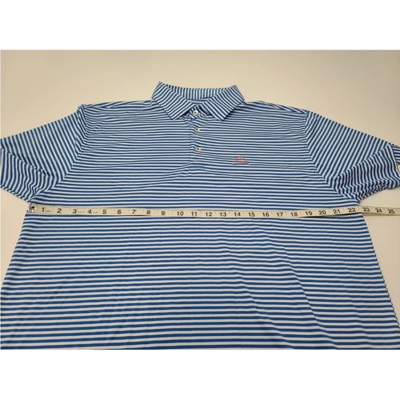 Rhoback | Shirts | Rhoback Polo Golf Shirt Moisture Wicking Company Logo Blue White Stripe Size 
